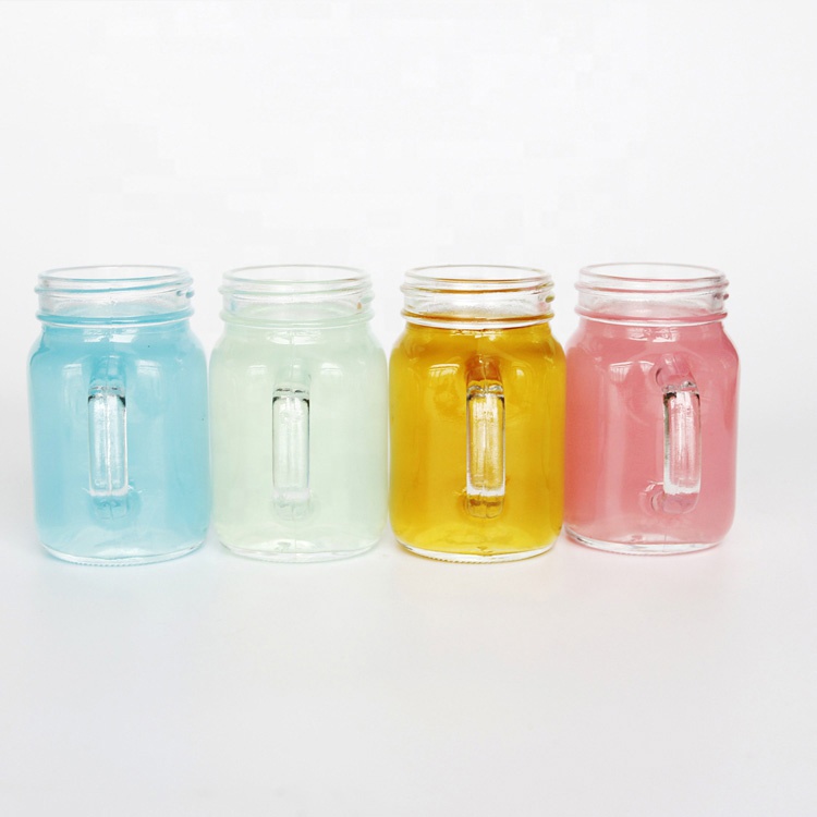 4oz Drinking cold bar beverage wholesale mason glass jar with handle metal lid and straw