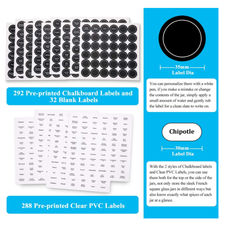 4oz Empty Square Spice Bottles with Shaker Lids and Airtight Metal Caps