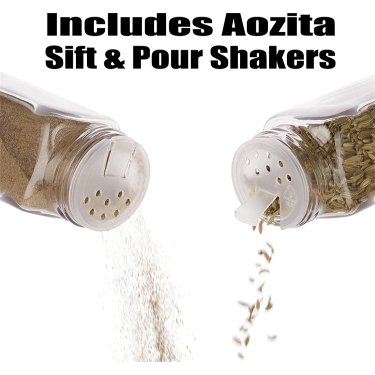 4oz Empty Square Spice Bottles with Shaker Lids and Airtight Metal Caps