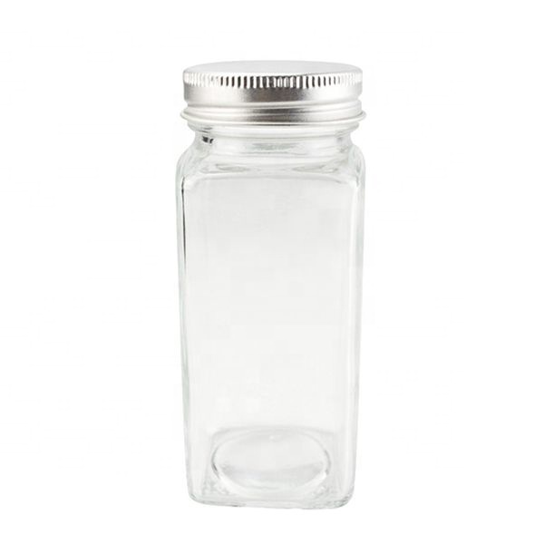 4oz Empty Square Spice Bottles with Shaker Lids and Airtight Metal Caps