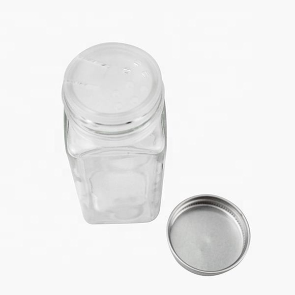 4oz Empty Square Spice Bottles with Shaker Lids and Airtight Metal Caps