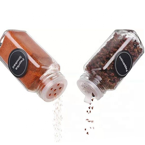 4oz Empty Square Spice Bottles with Shaker Lids and Airtight Metal Caps