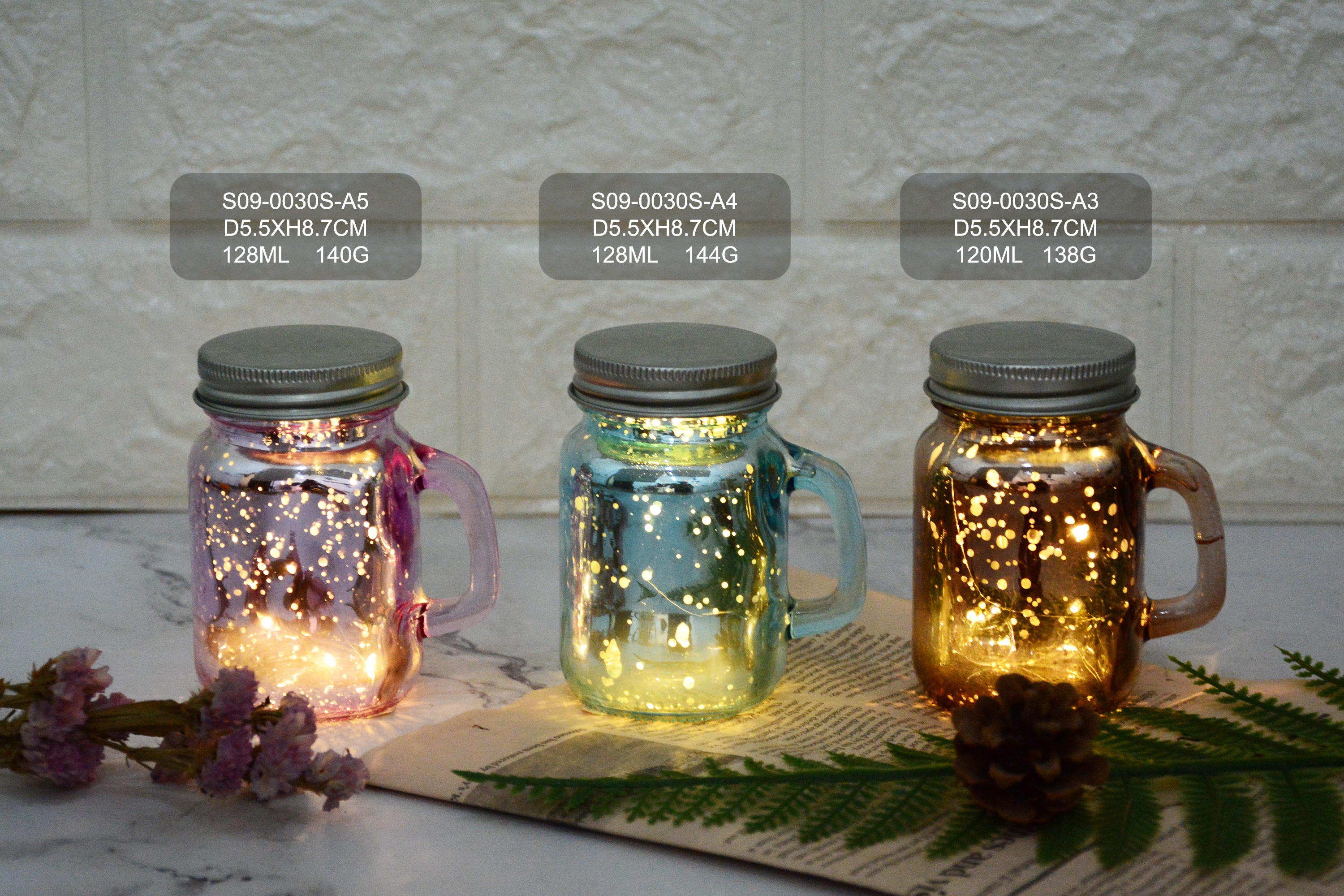 4oz Mini Glass Mason Jar with Led Light