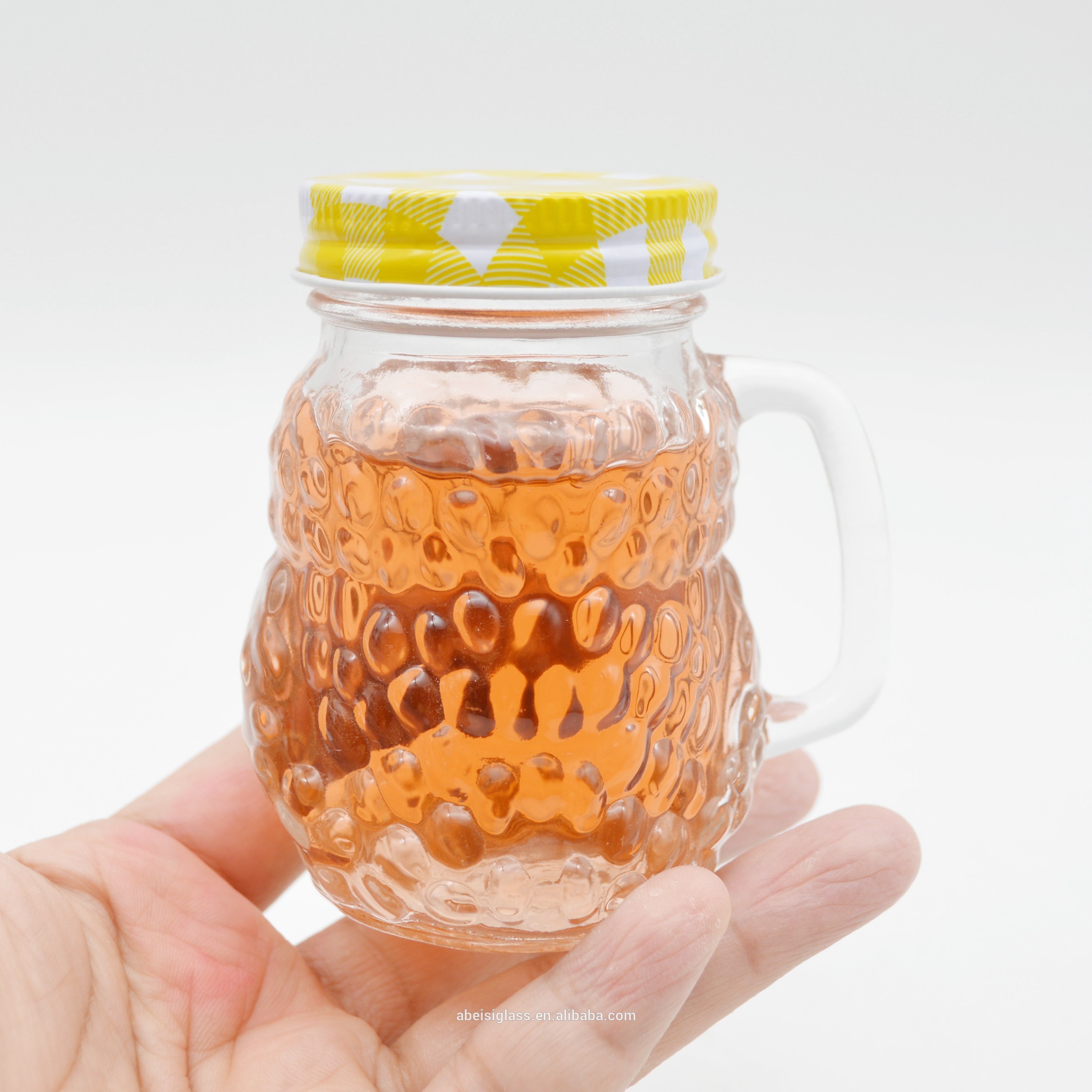 4oz Mini owl Custom glass Jar with metal lid for drinking and beer and juice