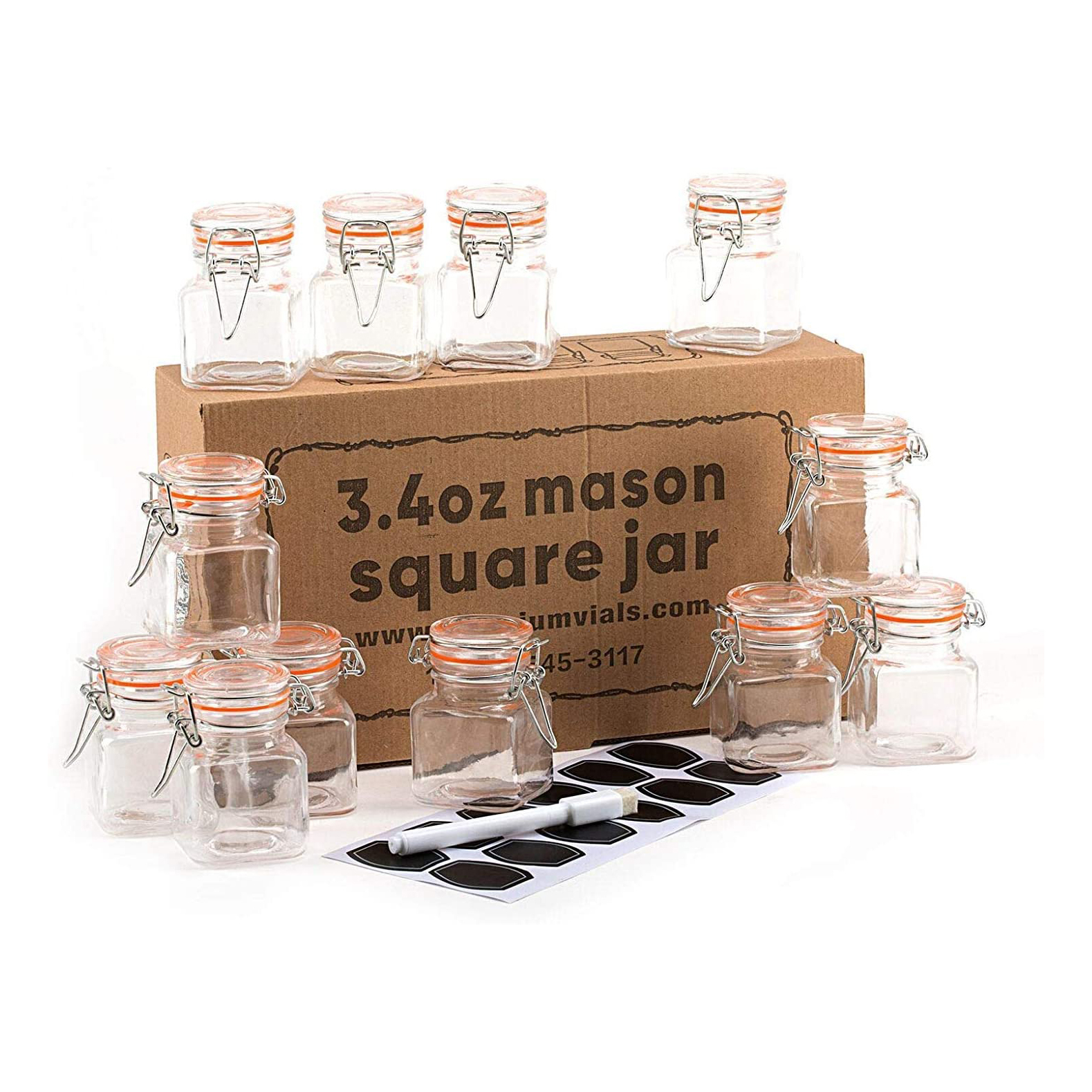 4oz Small clear glass jar with hermetic lid for spice storage