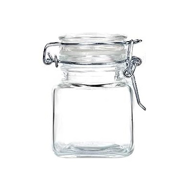 4oz Small clear glass jar with hermetic lid for spice storage
