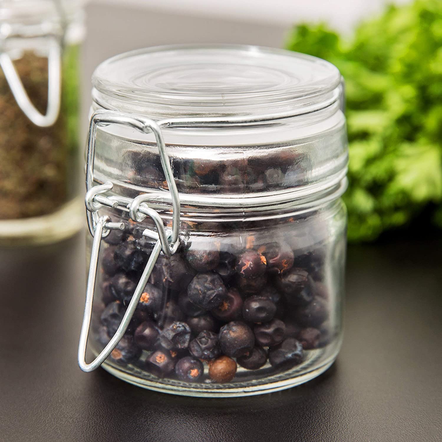 4oz Small glass jar with airtight clip lid for spice