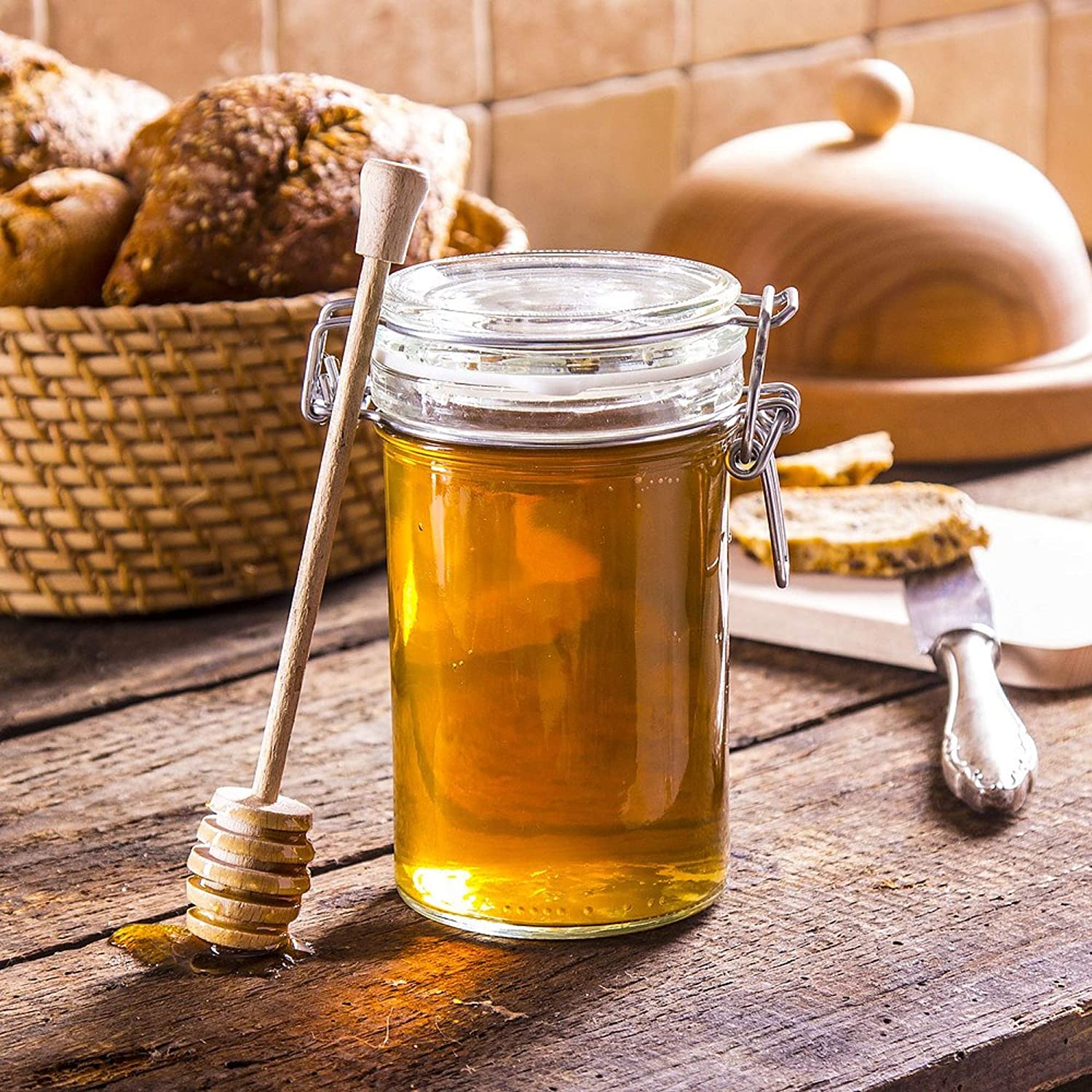 4oz Small glass jar with airtight clip lid for spice