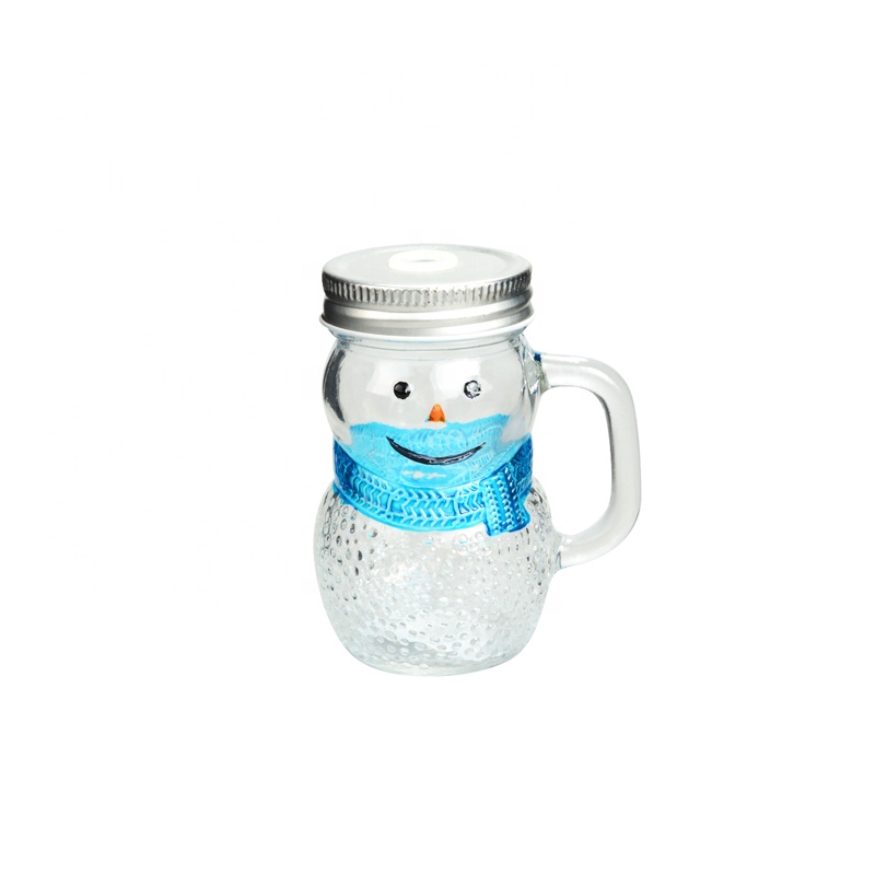 4oz Snowman Shape Mini Glass Mason Jar with Handle