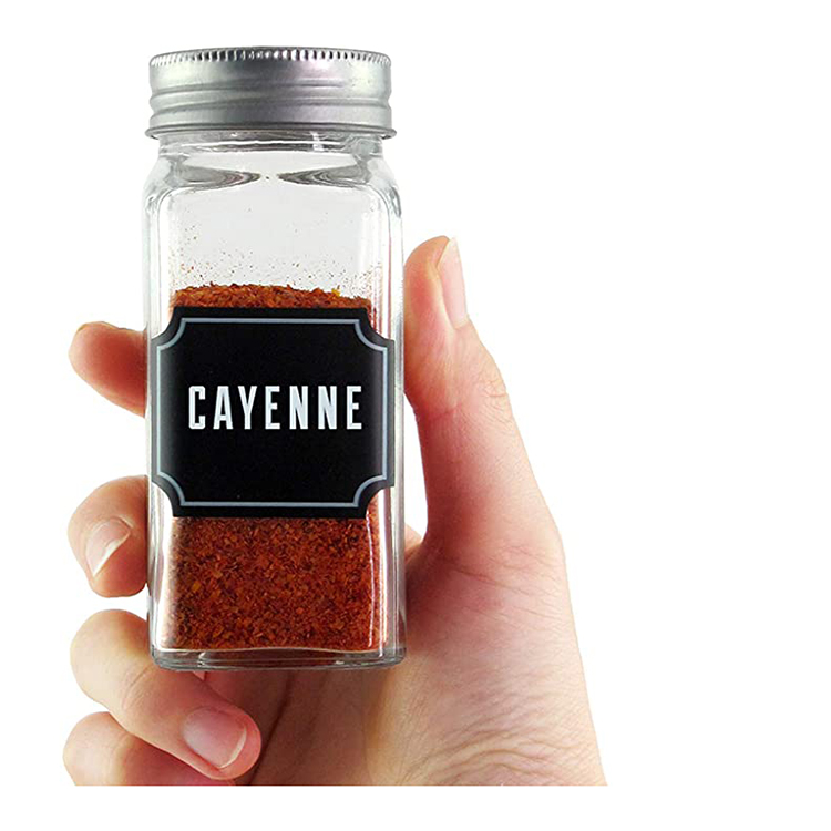 4oz Spice Bottles With Empty Jars Square Glass Spice Jars with Shaker Tops and Chalkboard Label Shakers Glass Containers