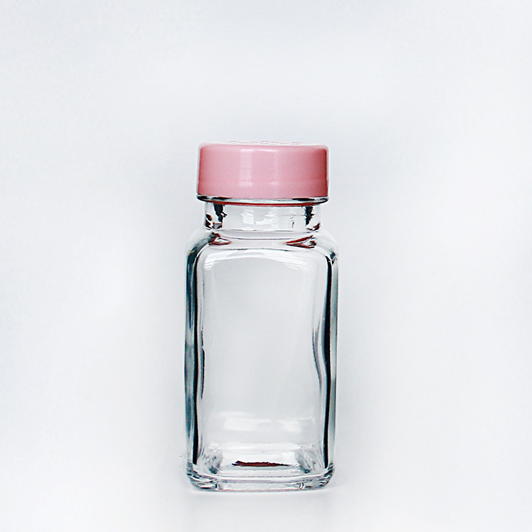 4oz Square Glass Shaker with Insert and Metal Lid