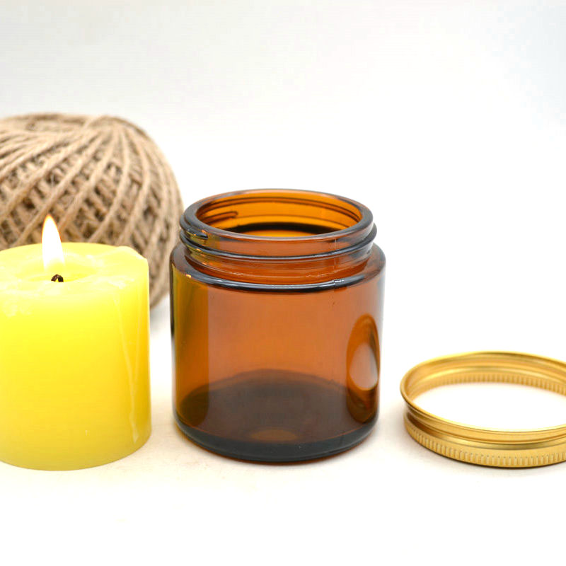 4oz Straight Sided Amber Glass Jars for Cosmetic and candles