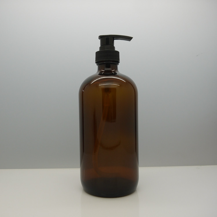 4oz amber shampoo round boston lotion glass foam pump bottles