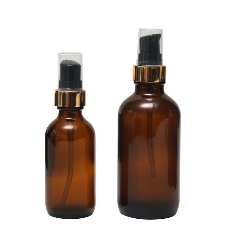 4oz amber shampoo round boston lotion glass foam pump bottles