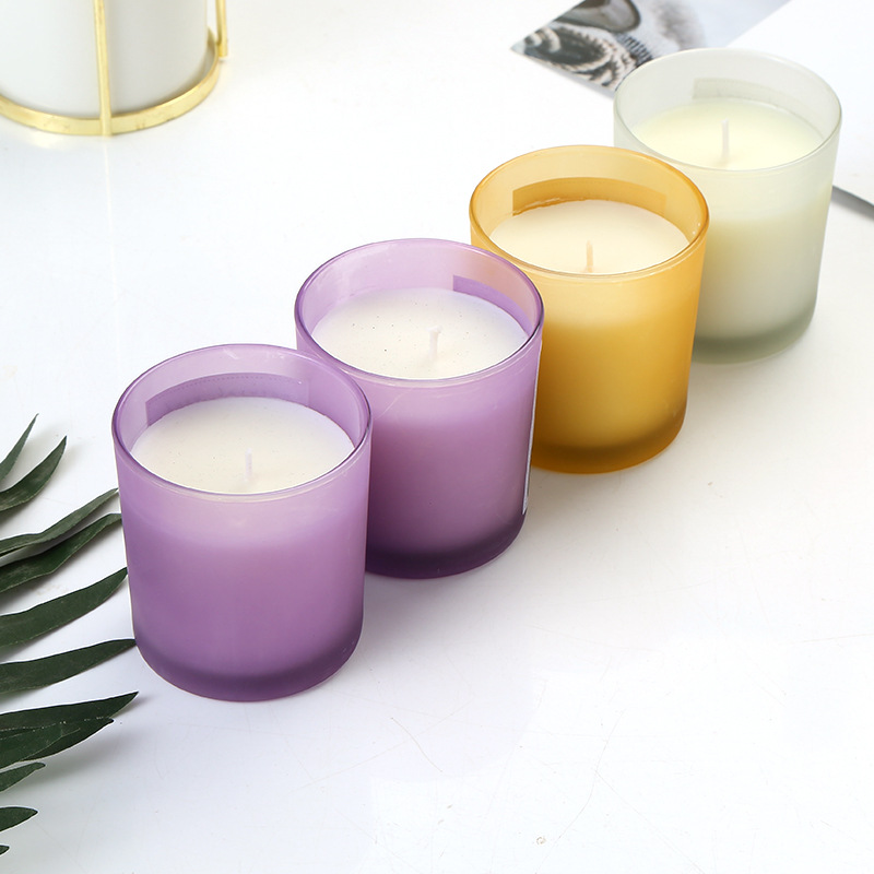 4oz and 8oz Frosted Empty Glass Candle Jar With Wood Lid