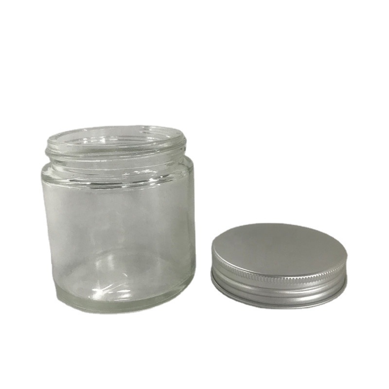 4oz clear straight side glass jar with aluminum lid for food storage