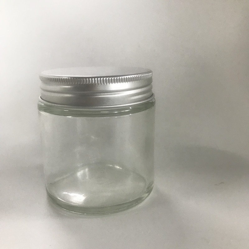 4oz clear straight side glass jar with aluminum lid for food storage