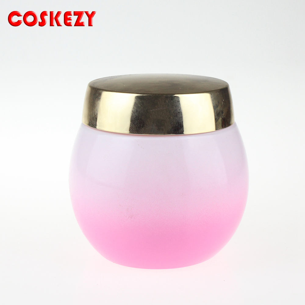 4oz cosmetic jar with gold aluminium cream jar, Pink glass jar cosmetic packaging for cream