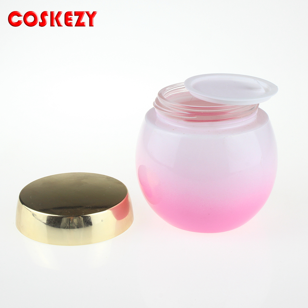 4oz cosmetic jar with gold aluminium cream jar, Pink glass jar cosmetic packaging for cream