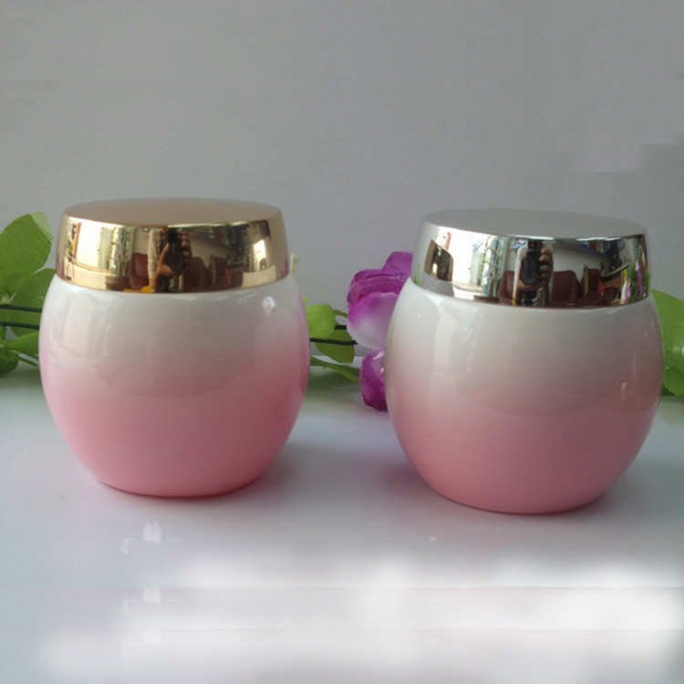 4oz cosmetic jar with gold aluminium cream jar, Pink glass jar cosmetic packaging for cream