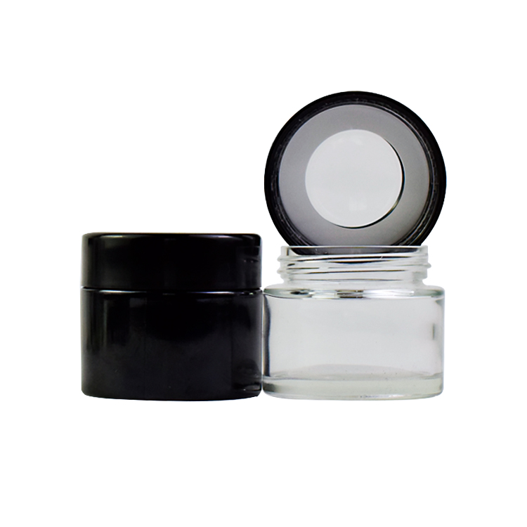4oz custom logo child resistantl Magnifying lid proof container glass jar printed cap hemp jar packaging