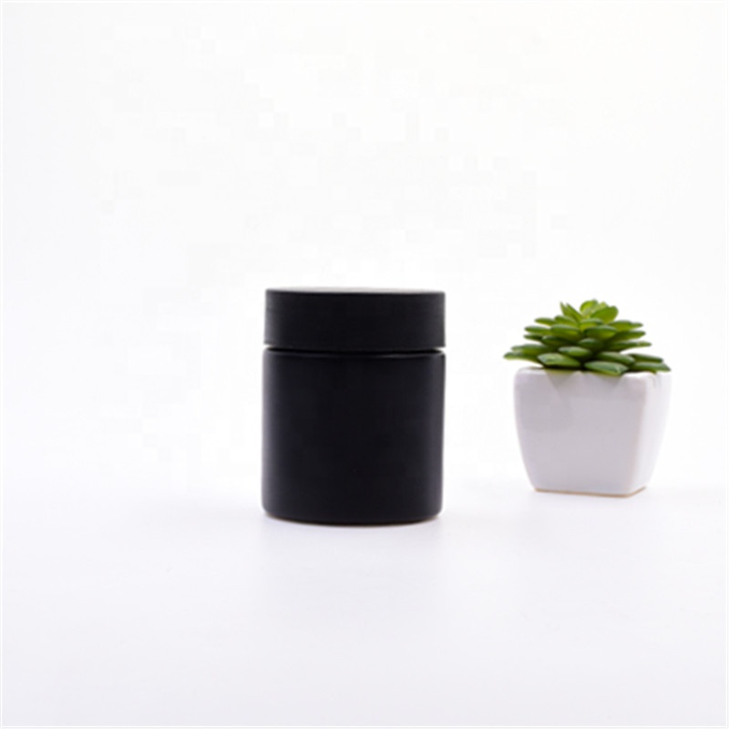 4oz custom logo size black empty round cosmetic jars 120ml cbd flower packaging candle holder child proof glass jars and bottles