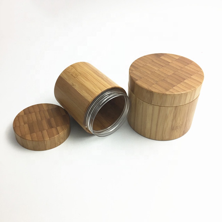 4oz empty bamboo outside PET cosmetic jar for personal care