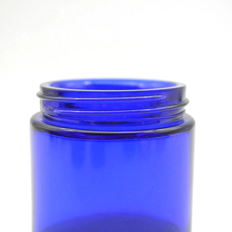 4oz empty straight round shape cobalt blue glass hair cream jar