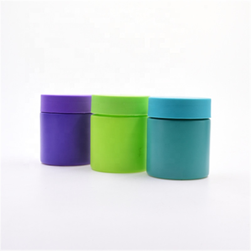 4oz emulsion side up matte custom black white green blue purple hemp jars airtight cosmetic weed jar child resistant glass jar