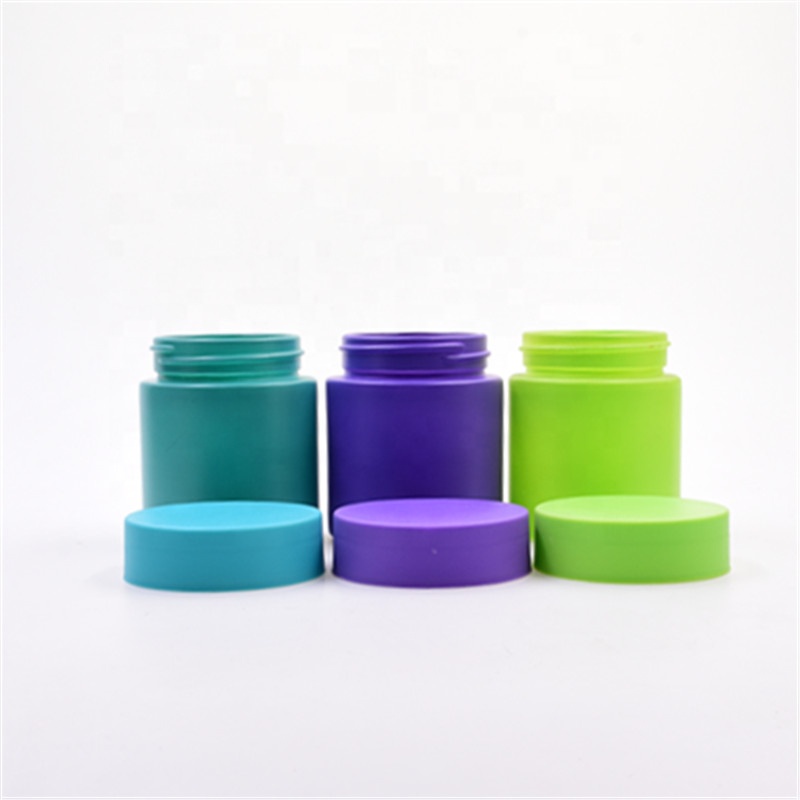 4oz emulsion side up matte custom black white green blue purple hemp jars airtight cosmetic weed jar child resistant glass jar