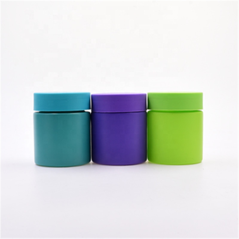 4oz emulsion side up matte custom black white green blue purple hemp jars airtight cosmetic weed jar child resistant glass jar