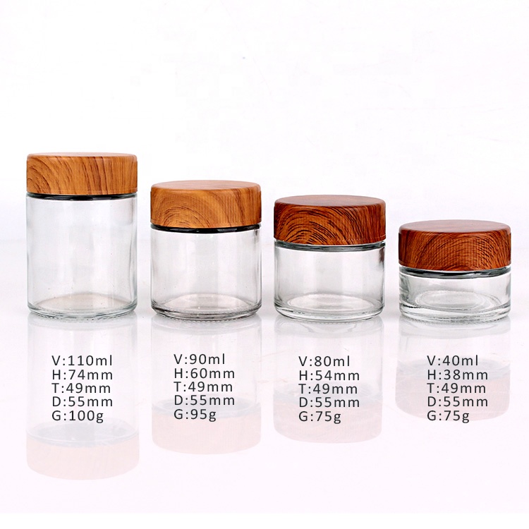 4oz food safe child resistant glass jar wooden child resistant glass jar