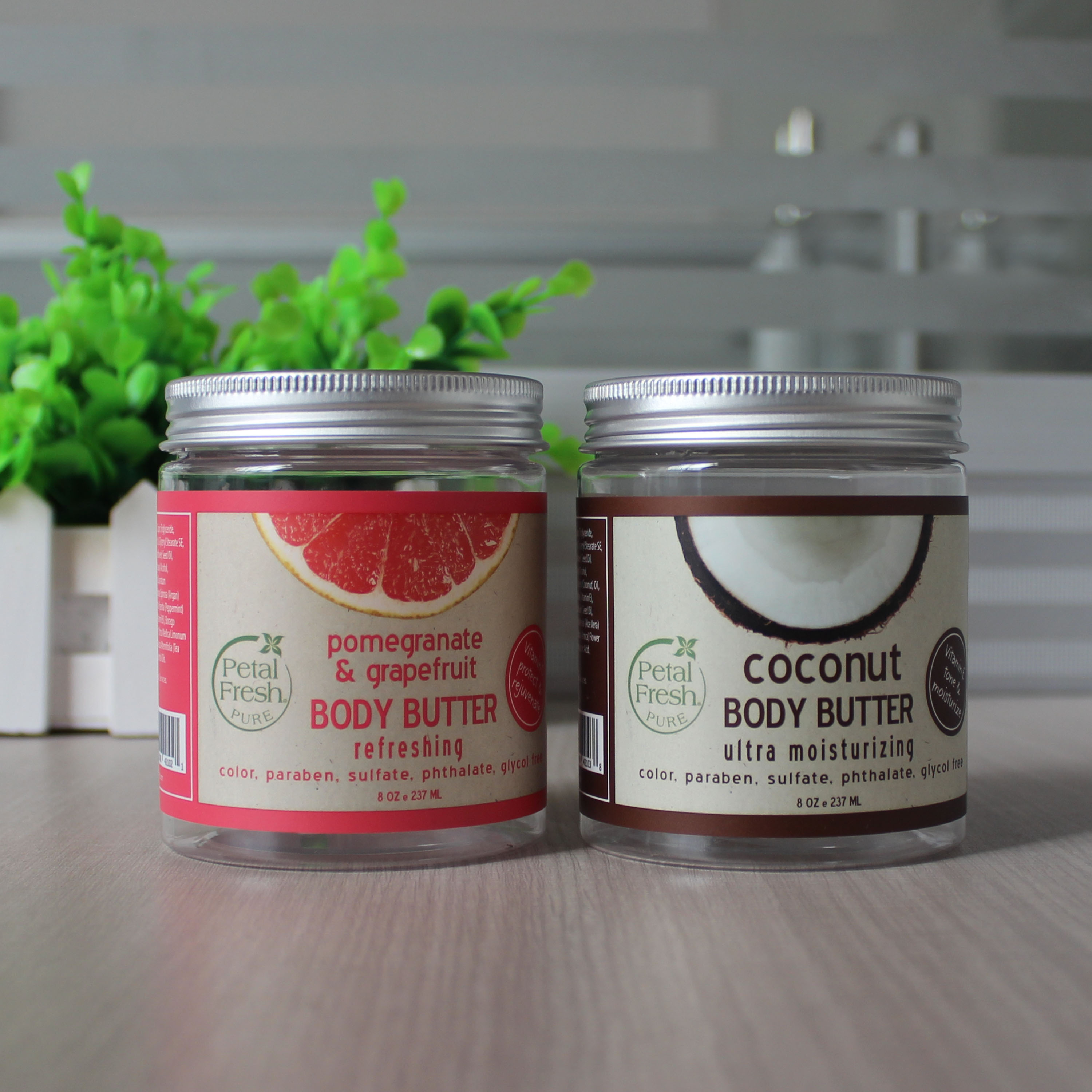 4oz frosted plastic cosmetic body scrub jars