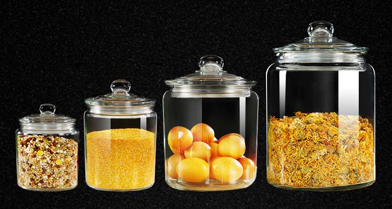 4pc Canister Sets For Kitchen Counter Glass Jars With Lids Serving Grains Eggs Nuts Tea