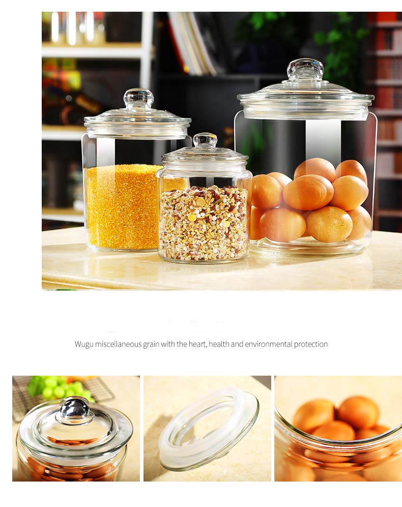 4pc Canister Sets For Kitchen Counter Glass Jars With Lids Serving Grains Eggs Nuts Tea