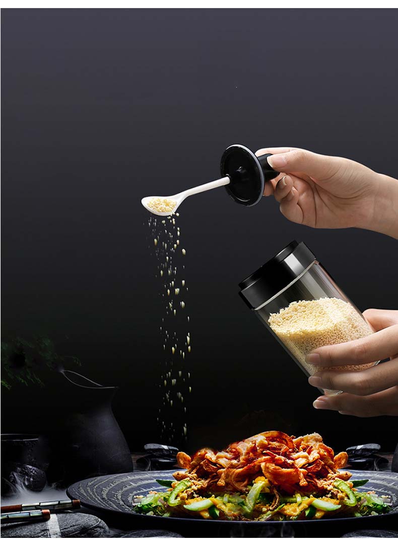 4pcs Glass Canister With Lid Kitchen Spices Containers Glass Jars Serving For Oil Spices Sugar Salt