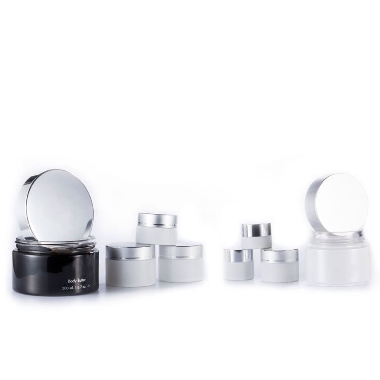 5 10 15 20 25 30 50 100 200 gram round makeup cosmetic packaging jar white face cream glass jar with silver uv cap