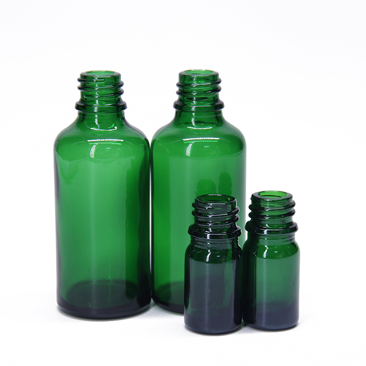 5, 10,15, 20, 30, 50, 100 ml Green essential oil/ vape/ olive oil/ perfume glass bottles with caps