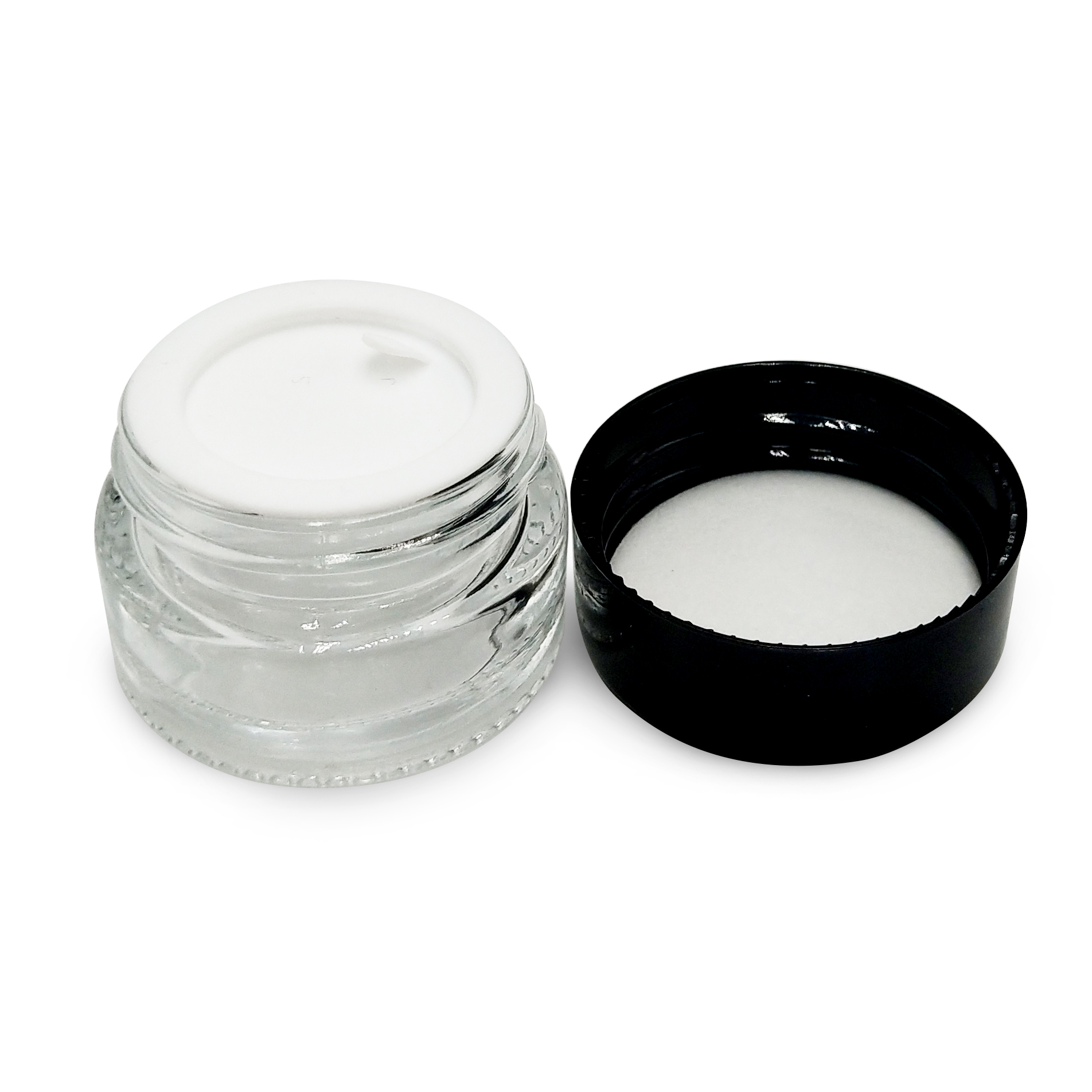 5/10/15/20/30/50/100G clear glass jars with aluminum black lid for skin care cream