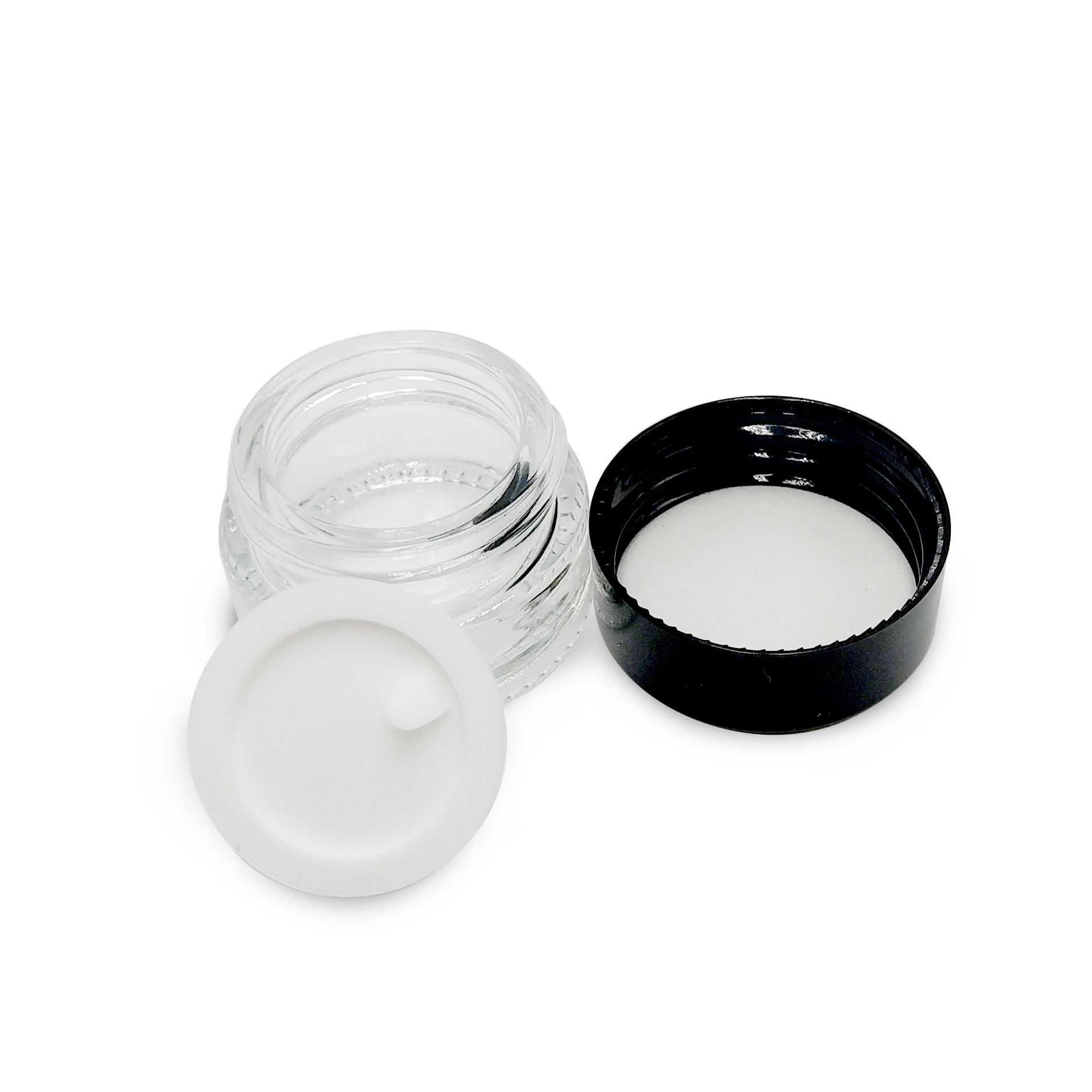 5/10/15/20/30/50/100G clear glass jars with aluminum black lid for skin care cream