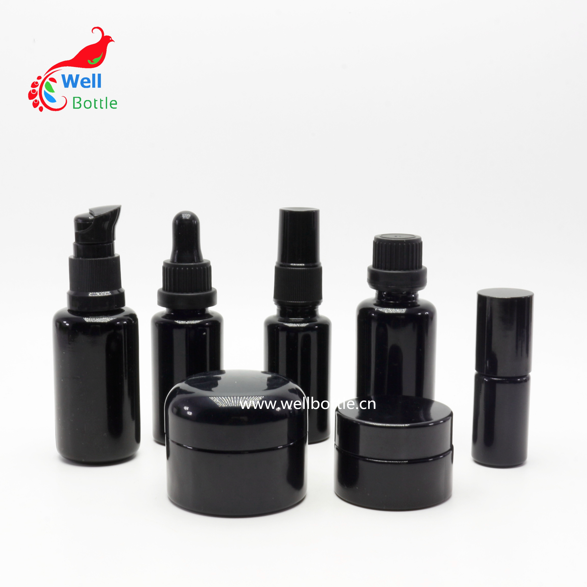 5 10 15 20 30 50 60 100 ml child proof dropper bottle violet glass cosmetic for UV protection jar VB-165AN