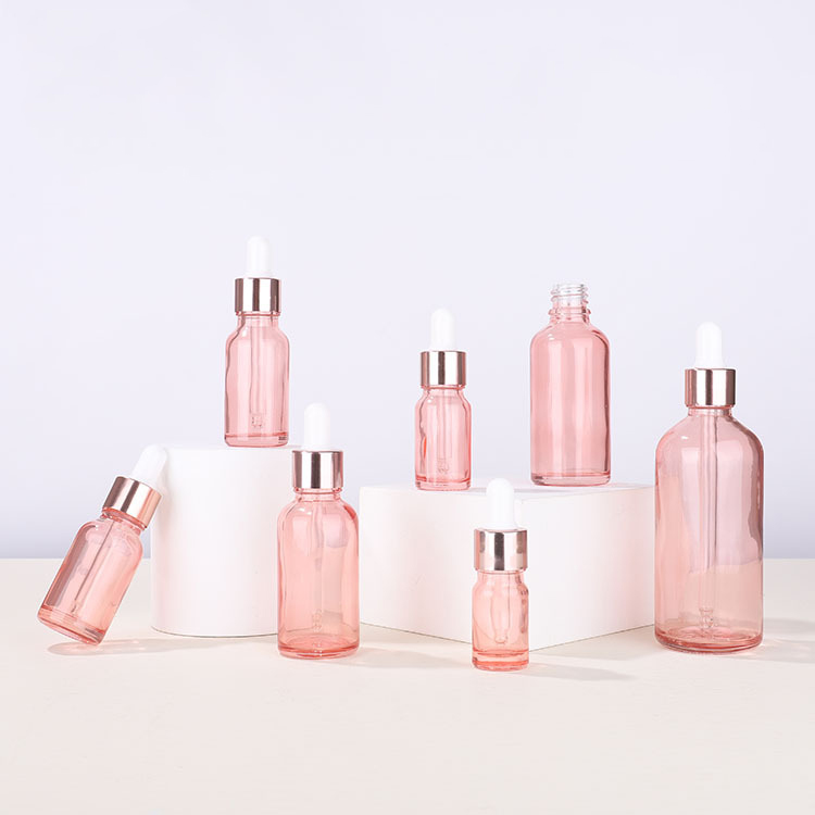 5 10 15 20 30 50ml 100ml pink glass dropper Bottle Rose cosmetic Spray oil roller essential oil bottles
