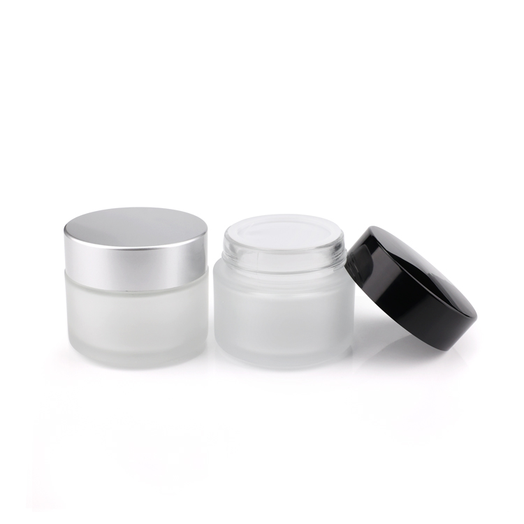 5 10 15 30 50 100 g empty round cosmetic cream containers matte frosted glass jar cosmetic packaging with black cap