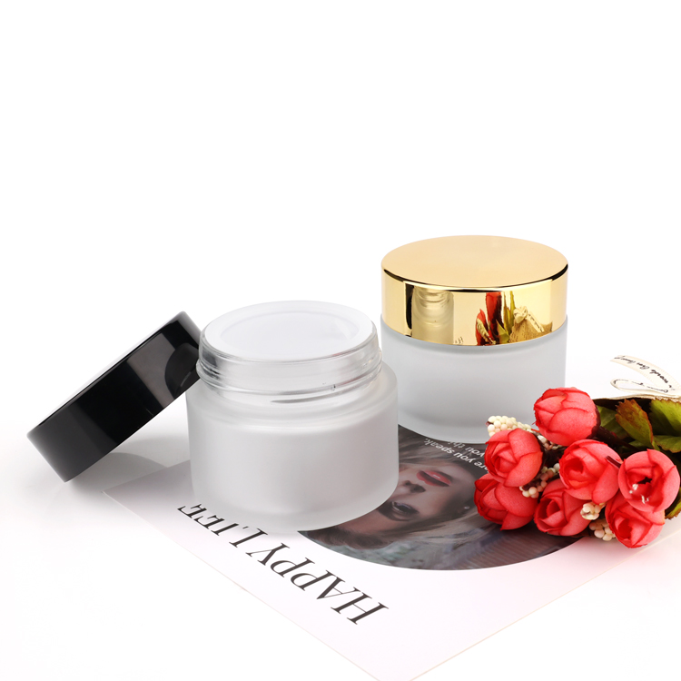 5 10 15 30 50 100 g empty round cosmetic cream containers matte frosted glass jar cosmetic packaging with black cap