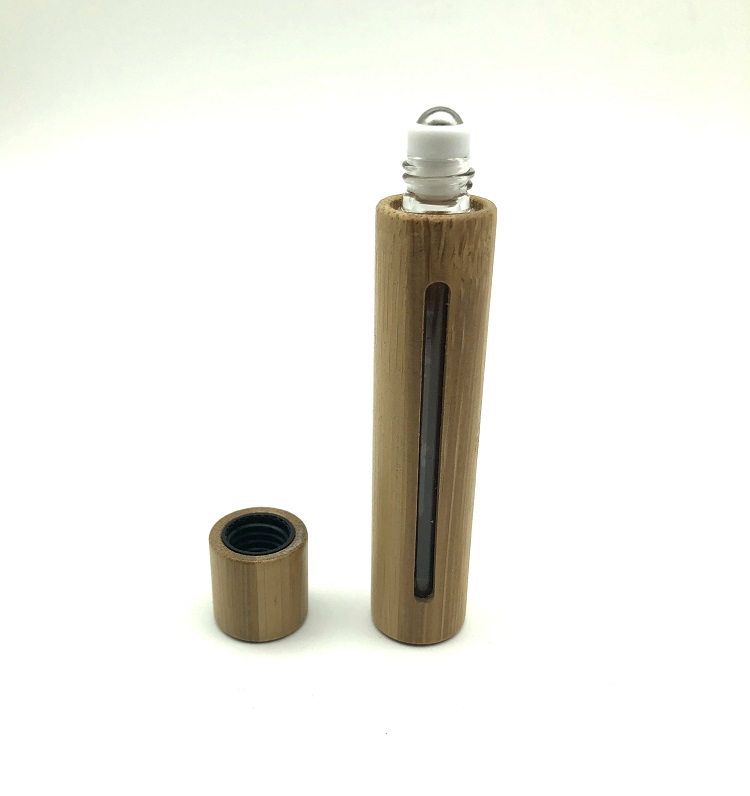 5/10/15ml Glass Roller Bottles Bamboo Essential Oil Roller Bottles with Stainless Steel Roller Balls Bamboo lid
