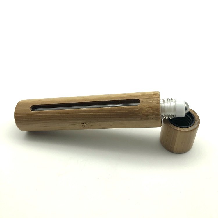 5/10/15ml Glass Roller Bottles Bamboo Essential Oil Roller Bottles with Stainless Steel Roller Balls Bamboo lid