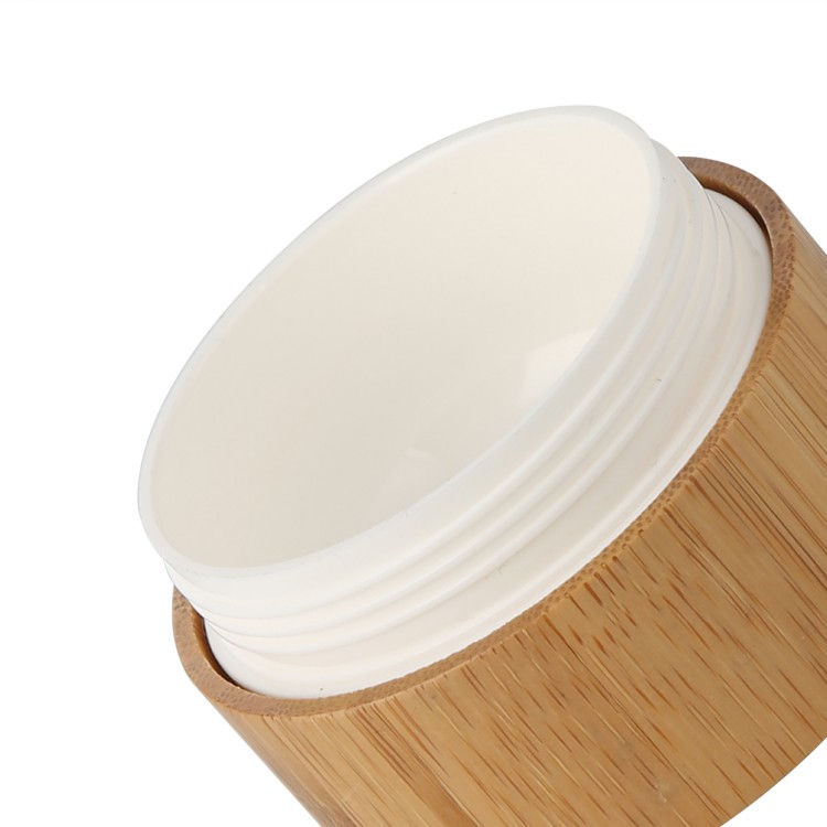 5/10/20/30/50/100/200/250/300/500g Chinese Factory Cosmetic full bamboo jar PP inner logo engraving on lid body