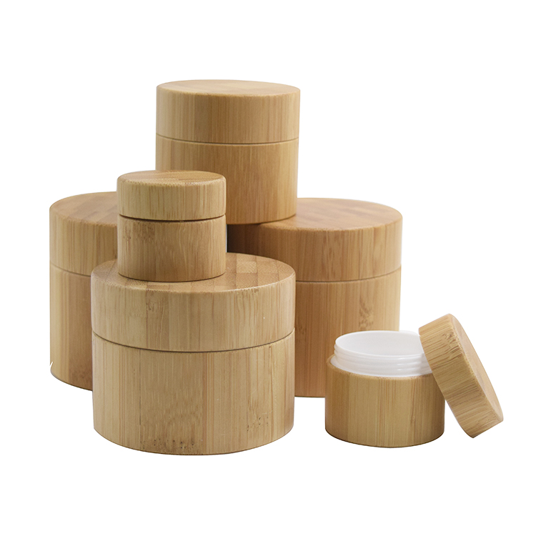 5/10/20/30/50/100/200/250/300/500g Hot sale  Full bamboo cover cream plastic jar with wooden lid