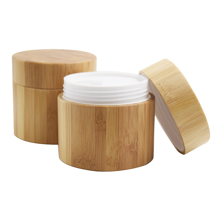 5/10/20/30/50/100/200/250/300/500g Hot sale Full bamboo cover cream plastic jar with wooden lid