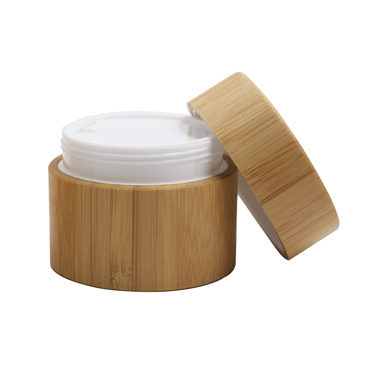 5/10/20/30/50/100/200/250/300/500g Hot sale Full bamboo cover cream plastic jar with wooden lid